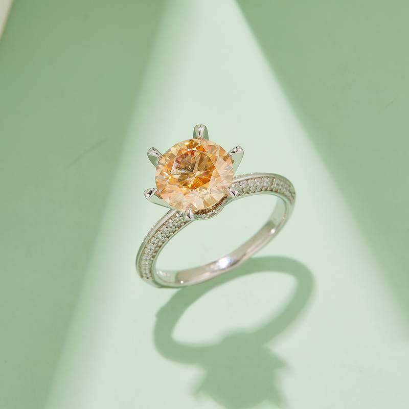 半壁江山S925银镀白金MoissaniteWomen's Ring3.0ctD级
